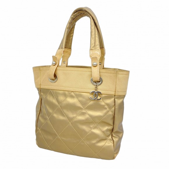Chanel Paris-Biarritz canvas tote bag in beige and gold for women - Picture 1 of 10